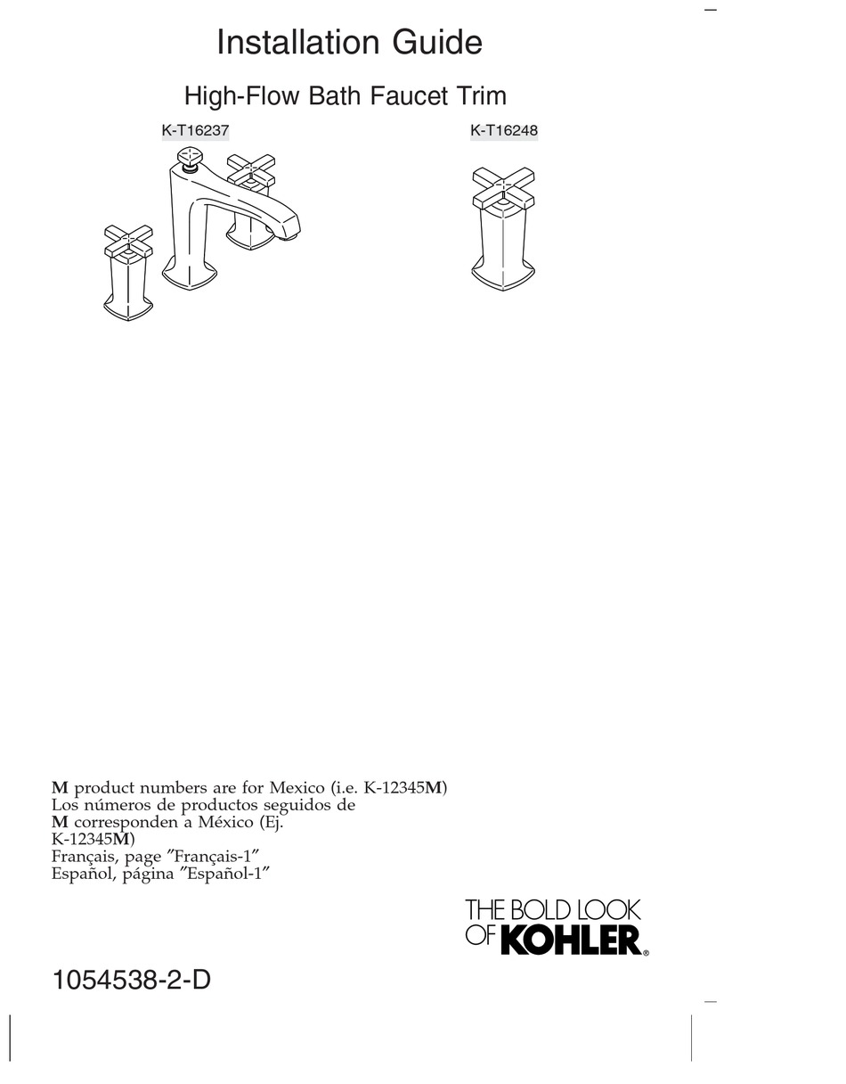 KOHLER K T16237 INSTALLATION MANUAL Pdf Download ManualsLib   Kohler K T16237 