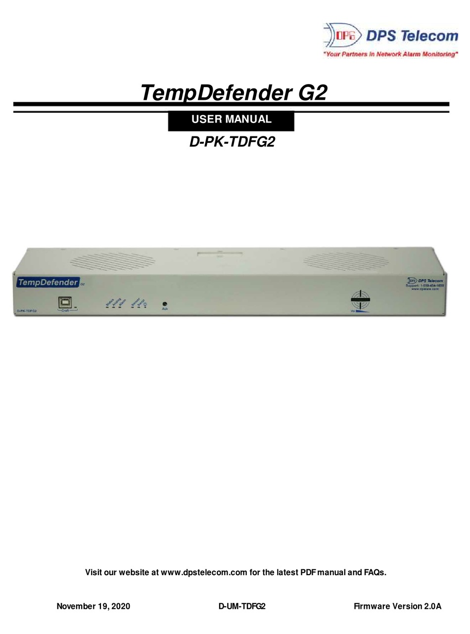 DPS TEMPDEFENDER G2 USER MANUAL Pdf Download ManualsLib