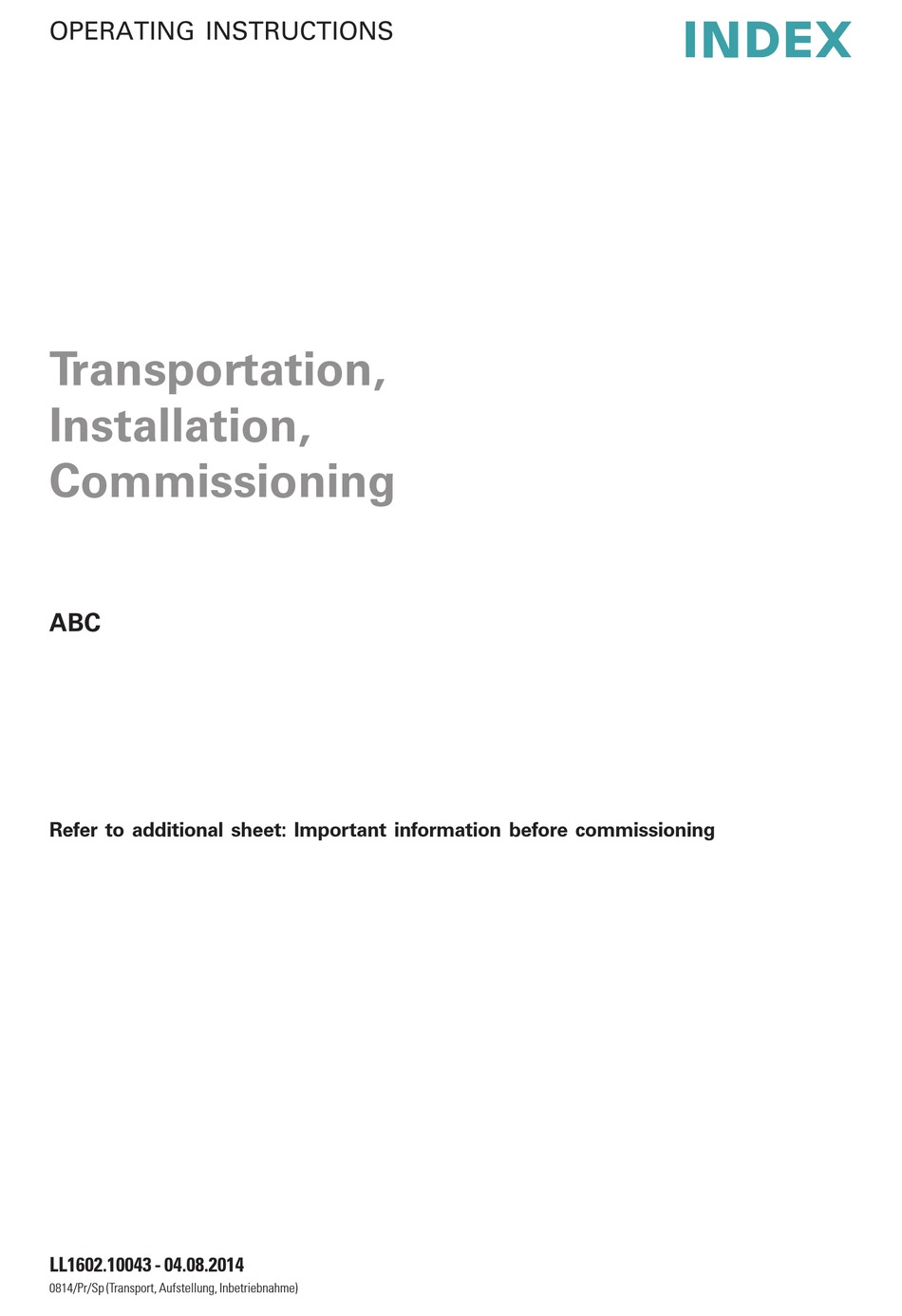 INDEX ABC OPERATING INSTRUCTIONS MANUAL Pdf Download ManualsLib