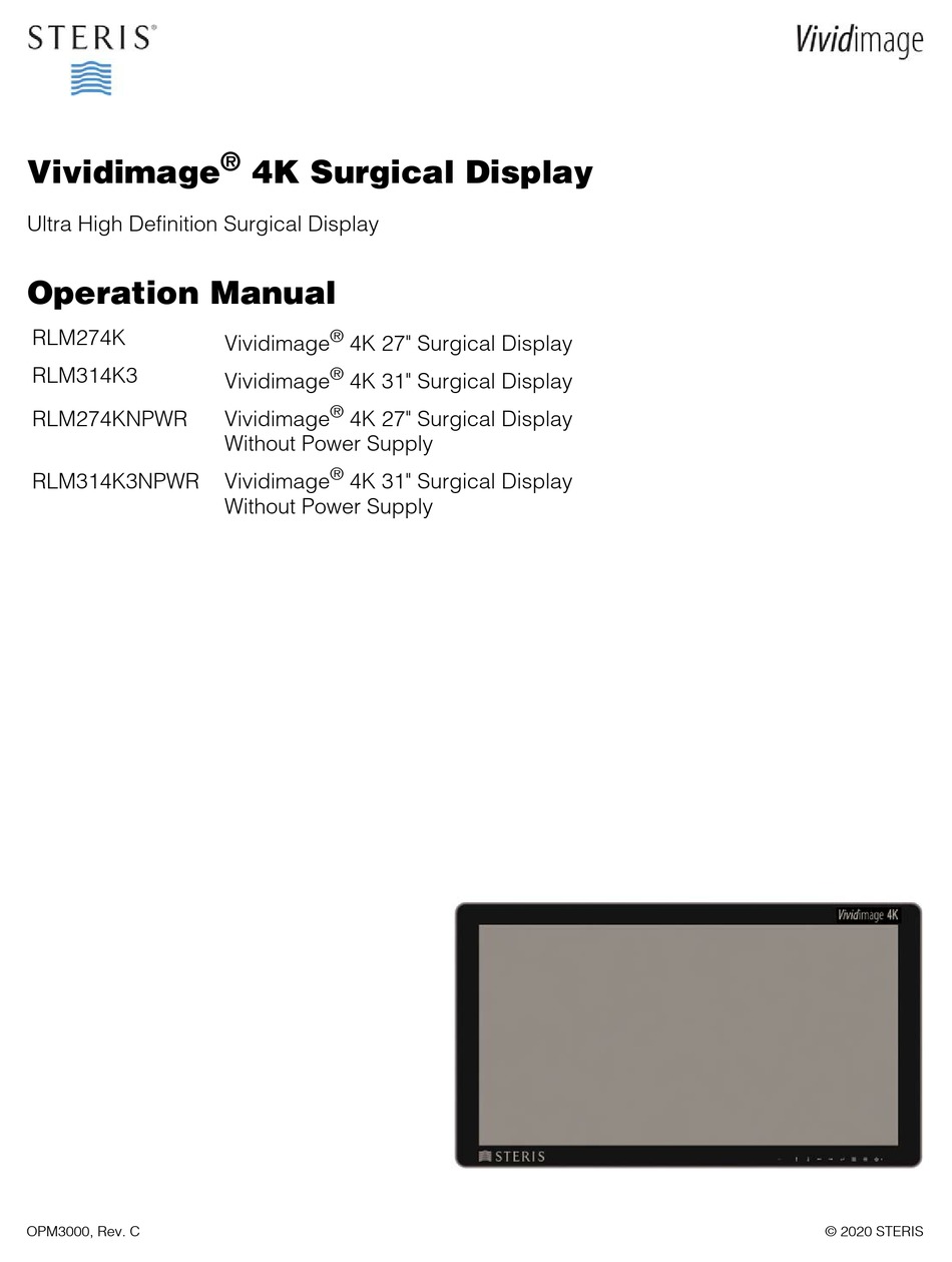 STERIS VIVIDIMAGE RLM274K OPERATION MANUAL Pdf Download ManualsLib