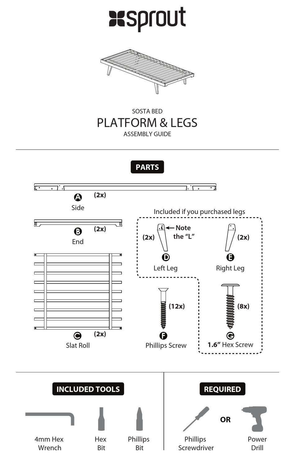 SPROUT SOSTA BED PLATFORM & LEGS ASSEMBLY MANUAL Pdf Download ManualsLib