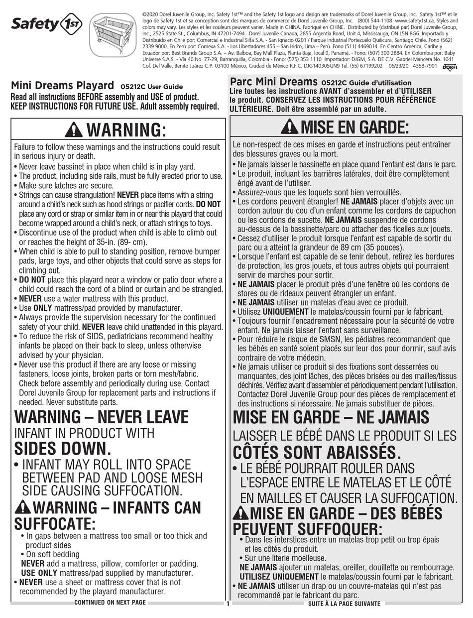 DOREL SAFETY 1ST MINI DREAMS PLAYARD USER MANUAL Pdf Download ManualsLib
