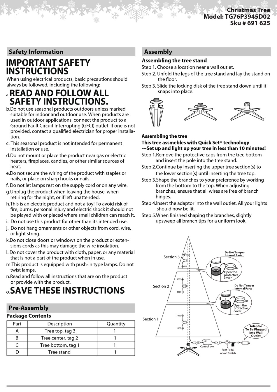 HOME ACCENTS HOLIDAY TG76P3945D02 MANUAL Pdf Download ManualsLib