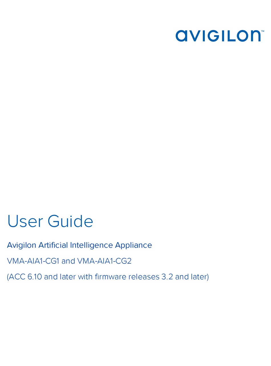 AVIGILON VMA-AIA1-CG1 USER MANUAL Pdf Download | ManualsLib