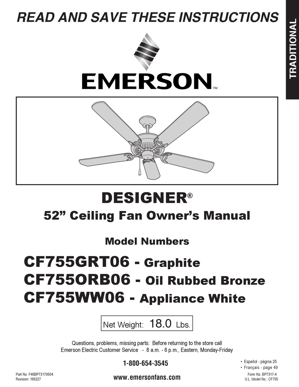 EMERSON DESIGNER CF755GRT06 OWNER'S MANUAL Pdf Download | ManualsLib