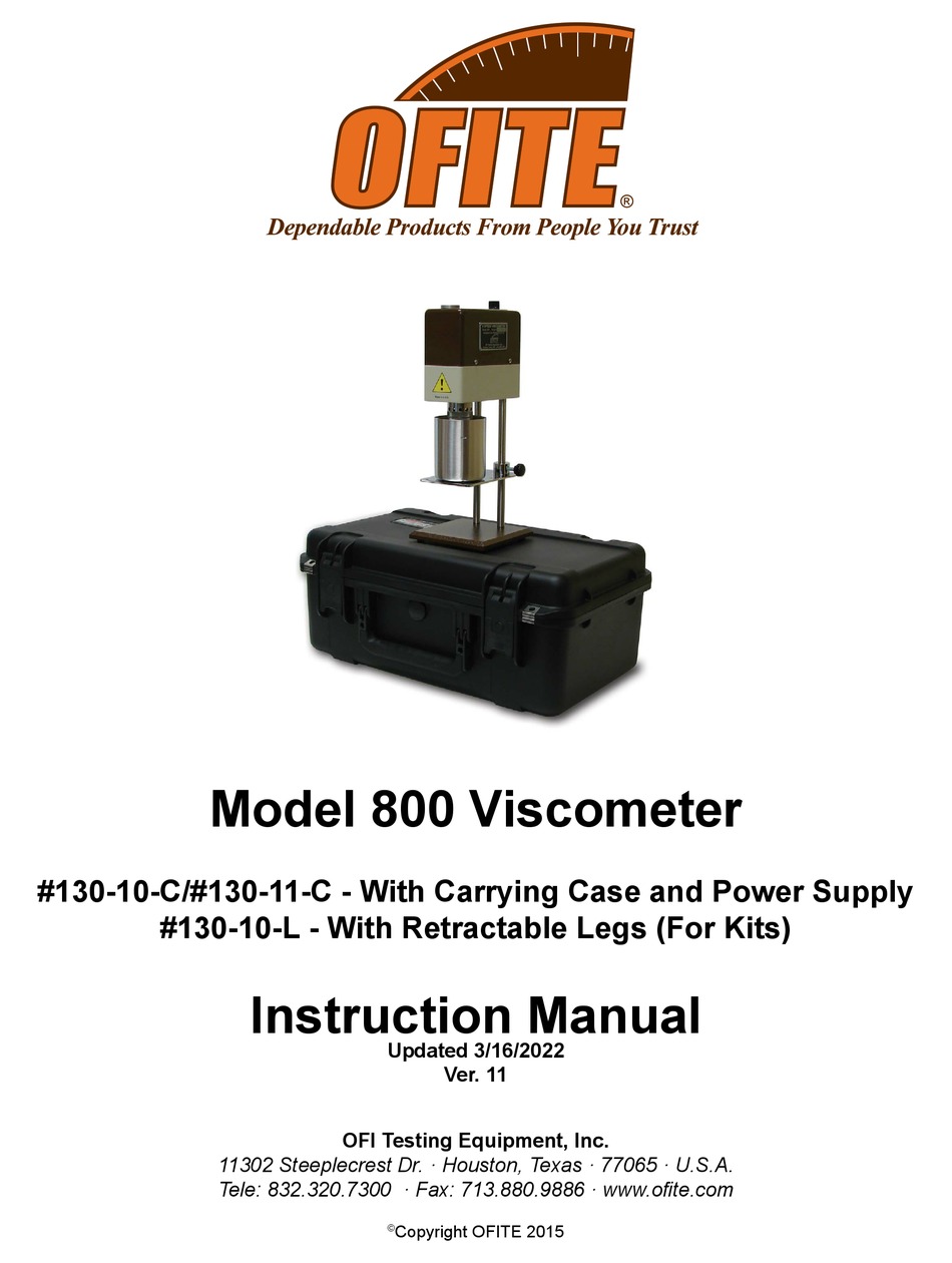 OFITE 800 INSTRUCTION MANUAL Pdf Download ManualsLib