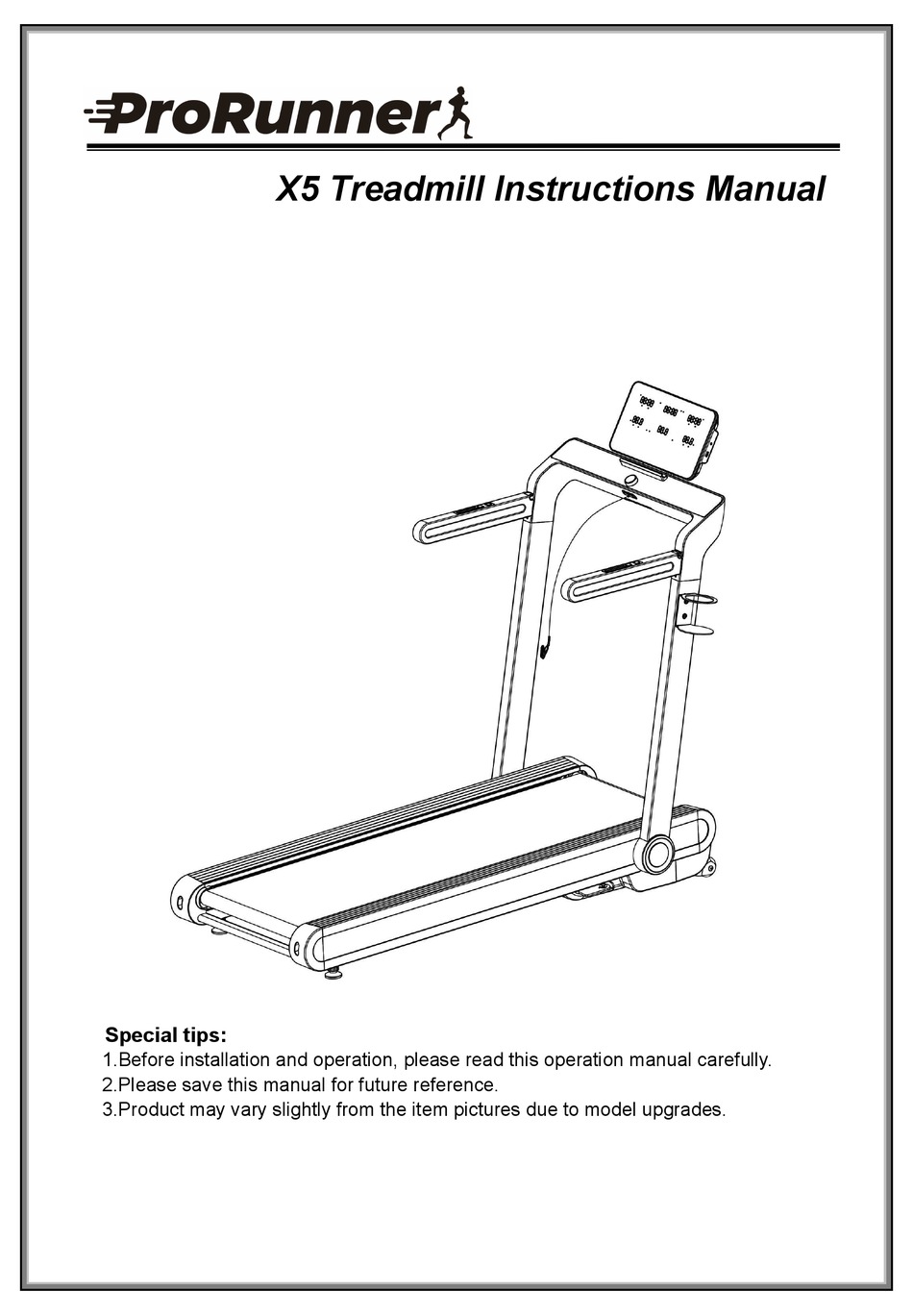 Pro runner 2025 42xt treadmill manual