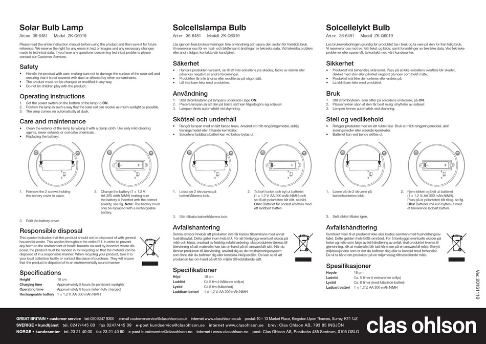 CLAS OHLSON ZKQ6019 INSTRUCTIONS Pdf Download ManualsLib