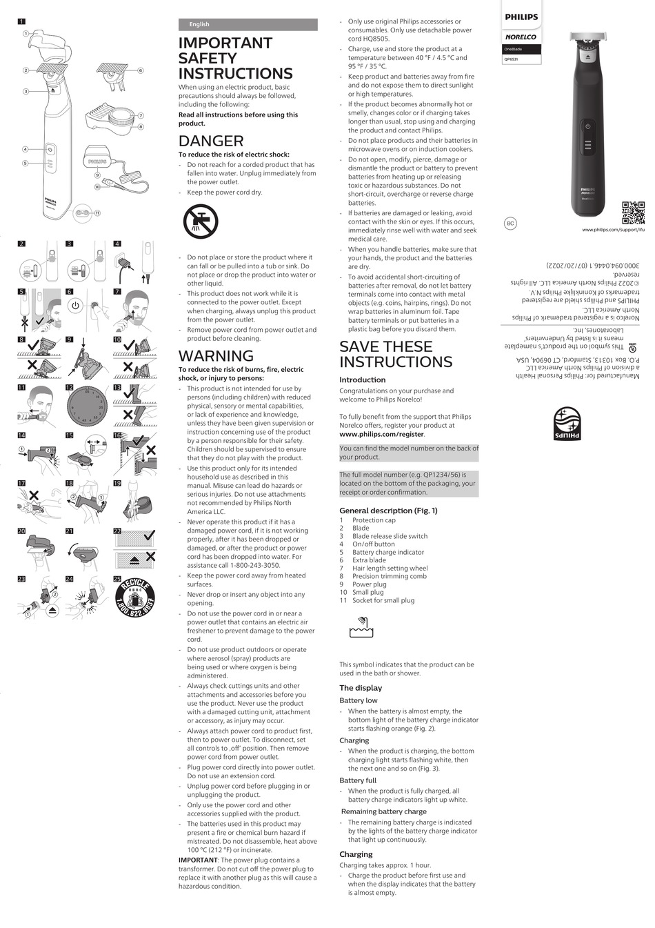 PHILIPS NORELCO ONEBLADE QP6531 INSTRUCTIONS Pdf Download | ManualsLib