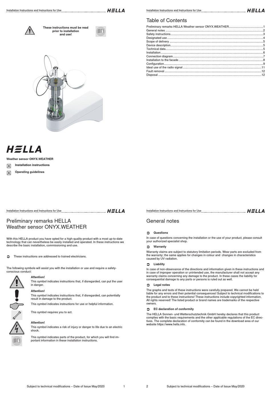 HELLA ONYX.WEATHER INSTALLATION INSTRUCTIONS Pdf Download ManualsLib