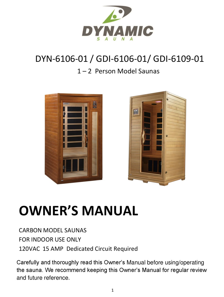 DYNAMIC SAUNAS DYN610601 OWNER'S MANUAL Pdf Download ManualsLib