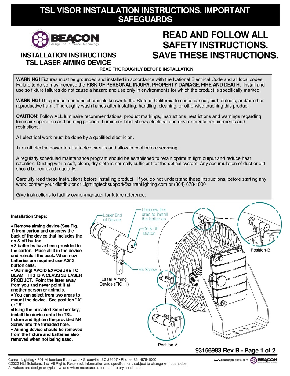 BEACON TSL VISOR INSTALLATION INSTRUCTIONS Pdf Download ManualsLib