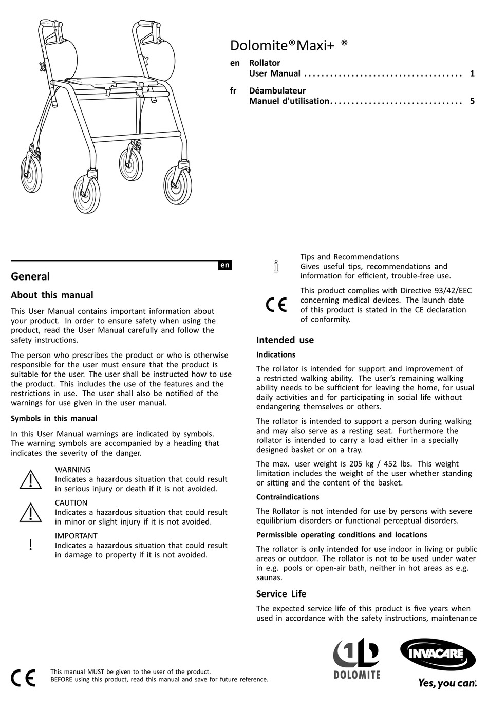INVACARE DOLOMITE MAXI+ USER MANUAL Pdf Download ManualsLib
