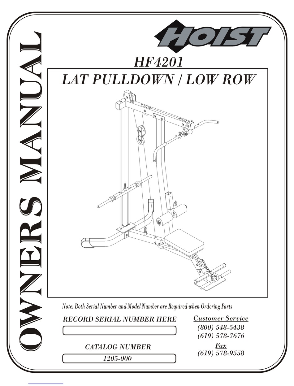 HOIST FITNESS HF4201 OWNER'S MANUAL Pdf Download ManualsLib