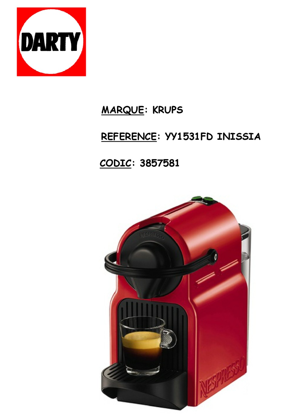 NESPRESSO KRUPS MY MACHINE INISSIA YY1531FD MANUAL Pdf Download
