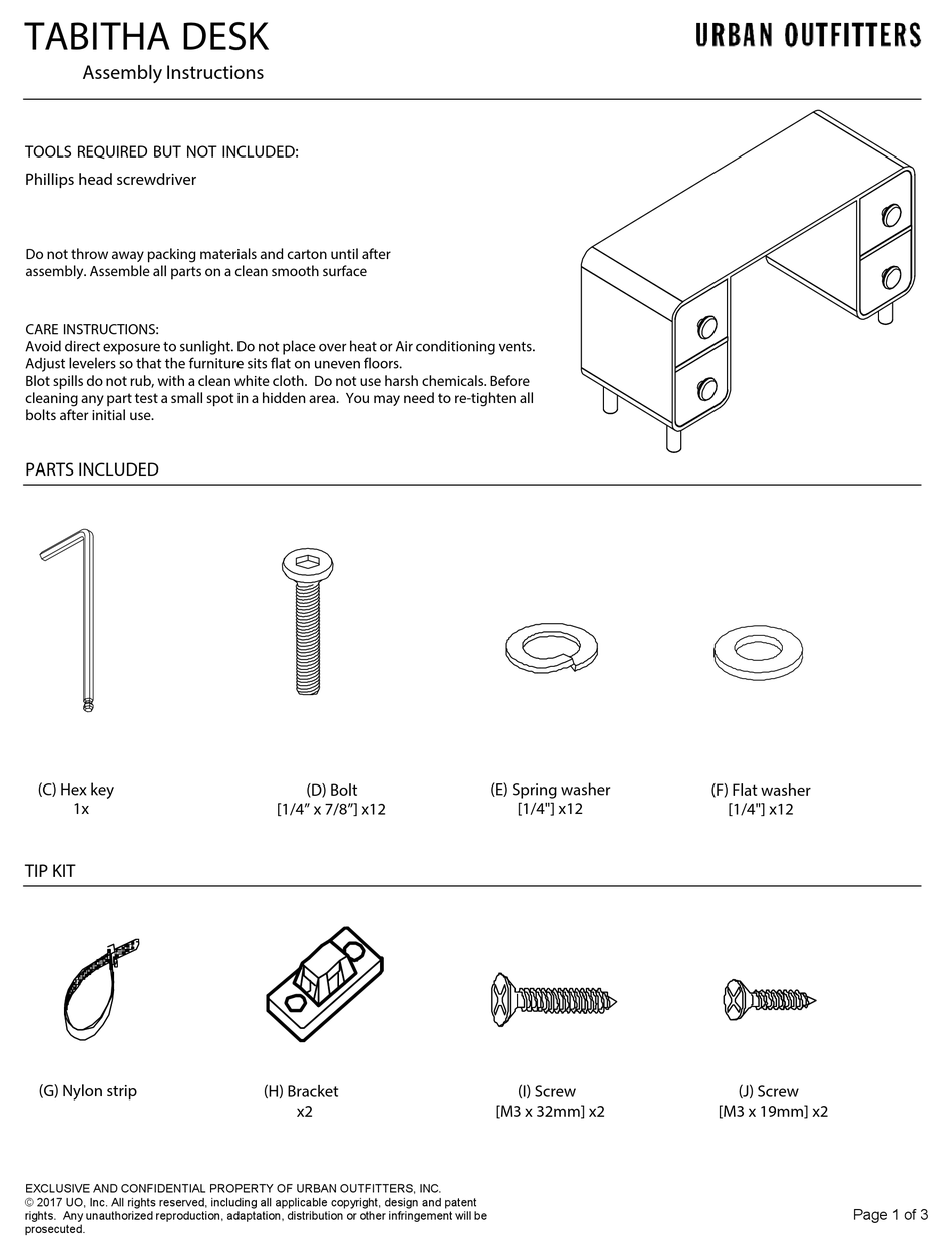 URBAN OUTFITTERS TABITHA ASSEMBLY INSTRUCTIONS Pdf Download ManualsLib