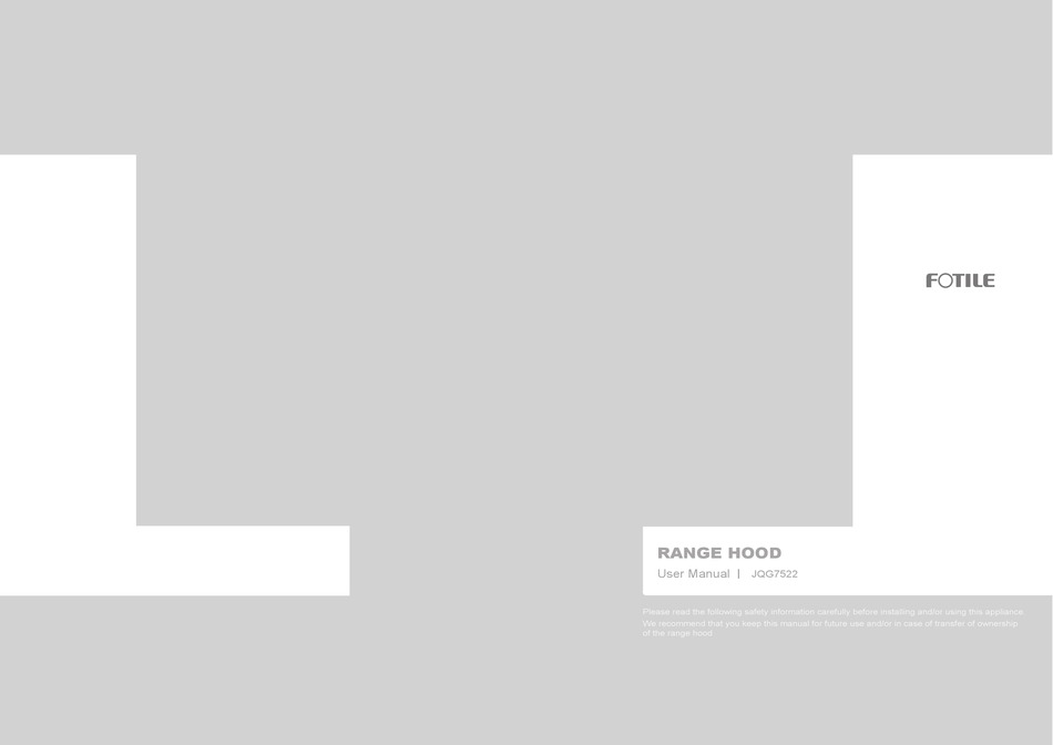 FOTILE JQG7522 USER MANUAL Pdf Download ManualsLib