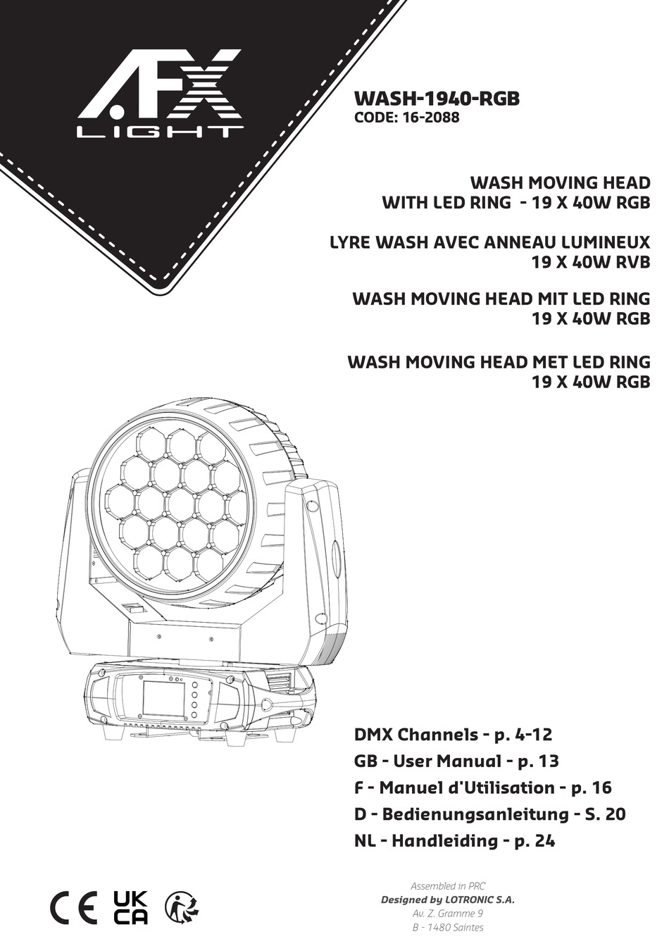 AFX LIGHT WASH1940RGB USER MANUAL Pdf Download ManualsLib