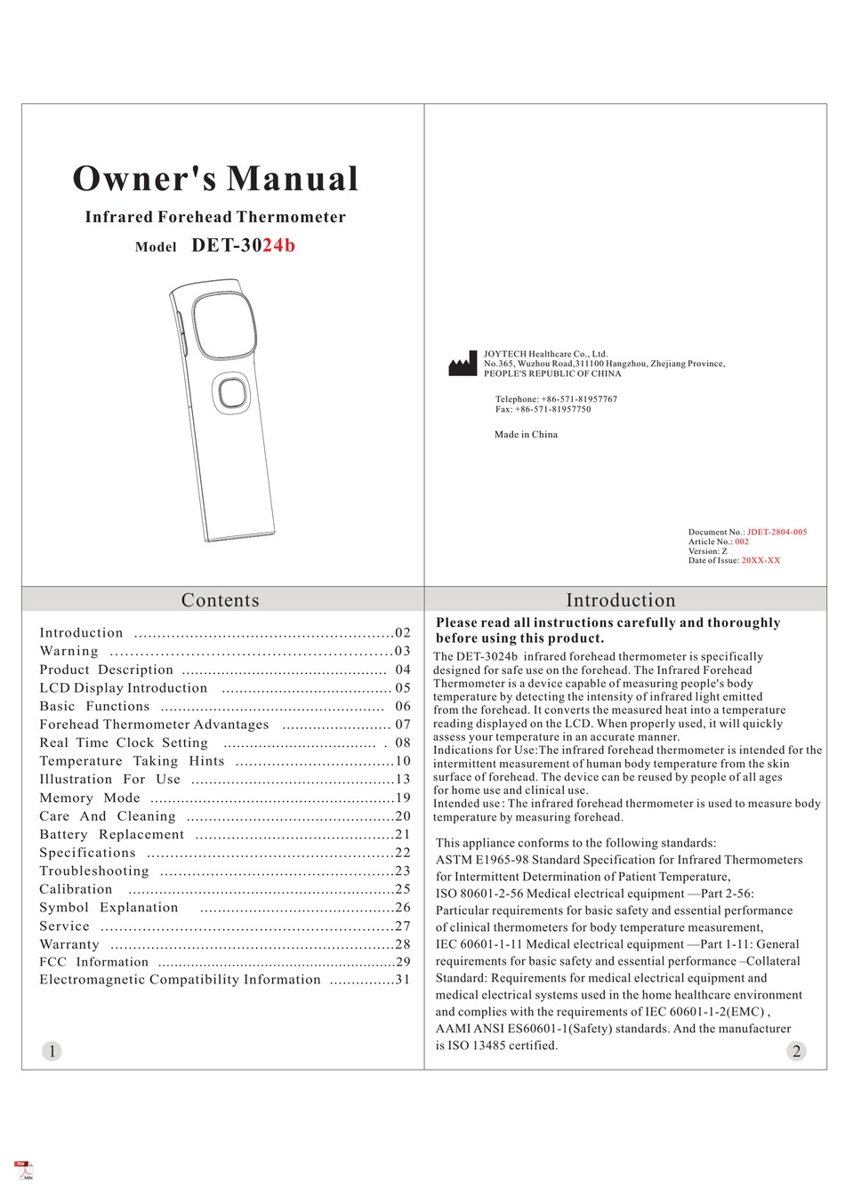 JOYTECH DET3024B OWNER'S MANUAL Pdf Download ManualsLib