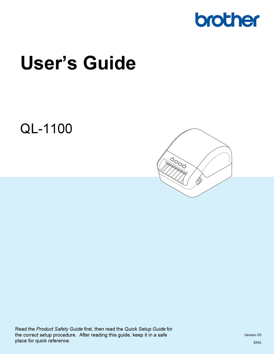 BROTHER QL1100C USER MANUAL Pdf Download ManualsLib
