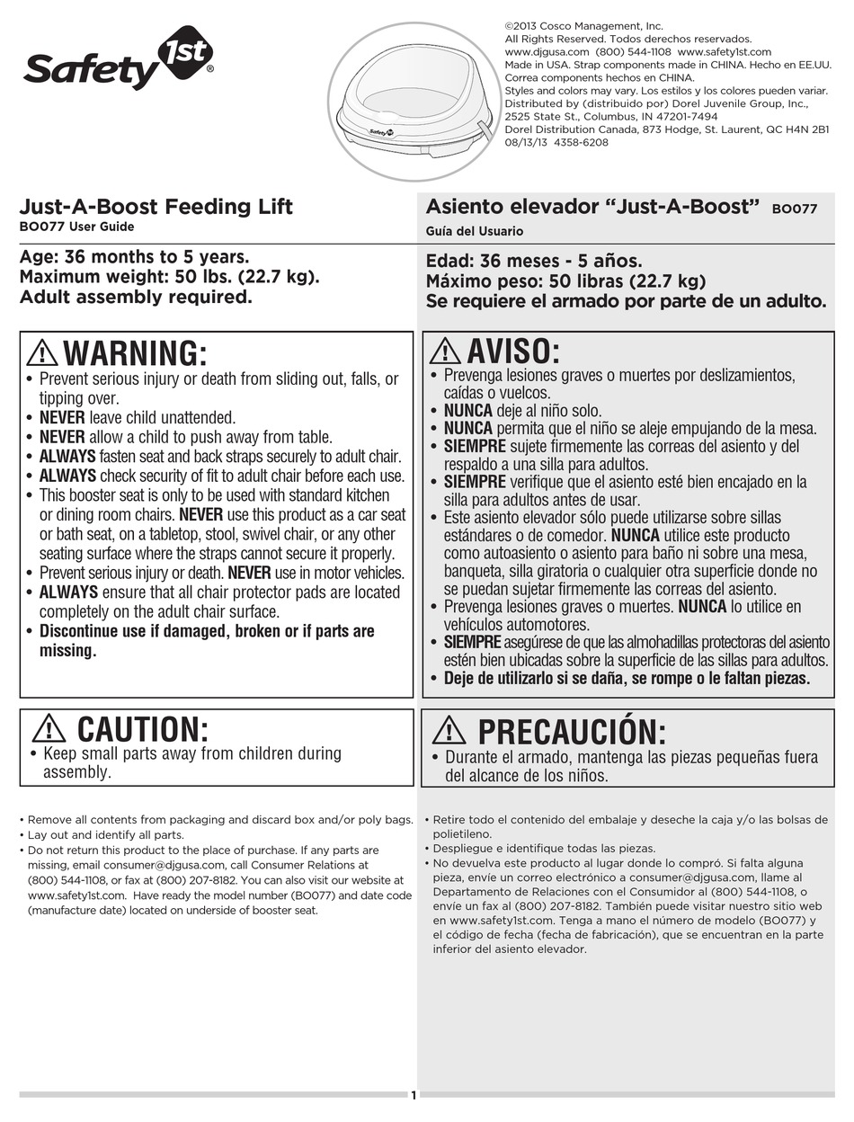 SAFETY 1ST BO077 USER MANUAL Pdf Download ManualsLib