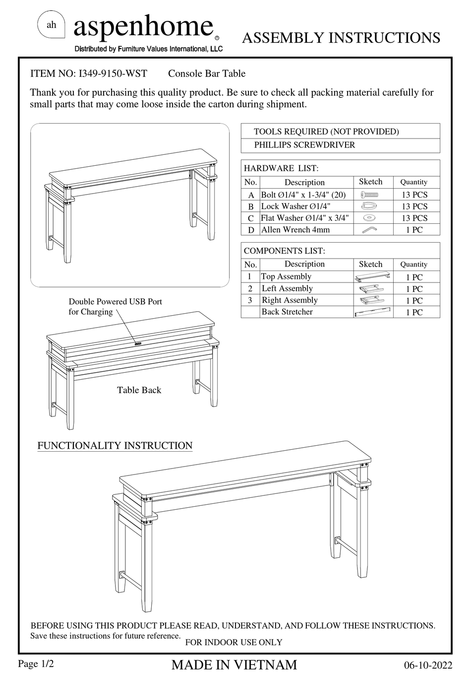 ASPENHOME I3499150WST ASSEMBLY INSTRUCTIONS Pdf Download ManualsLib