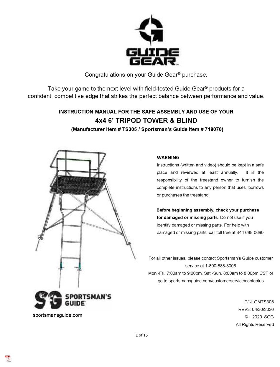 GUIDE GEAR TS305 INSTRUCTION MANUAL Pdf Download ManualsLib