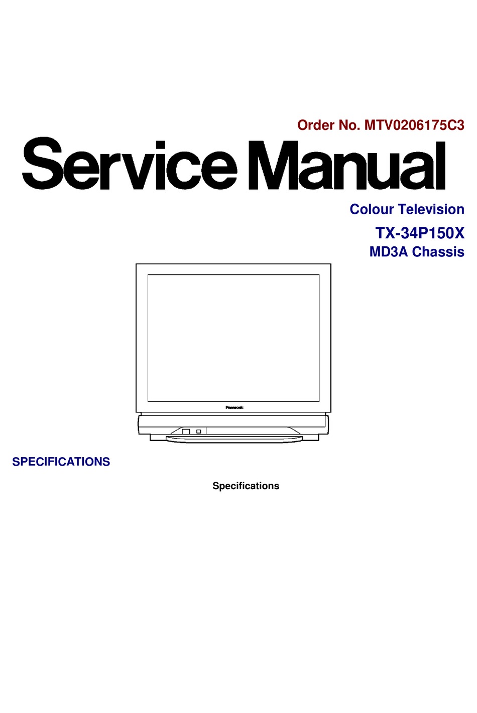 PANASONIC TX-34P150X SERVICE MANUAL Pdf Download | ManualsLib