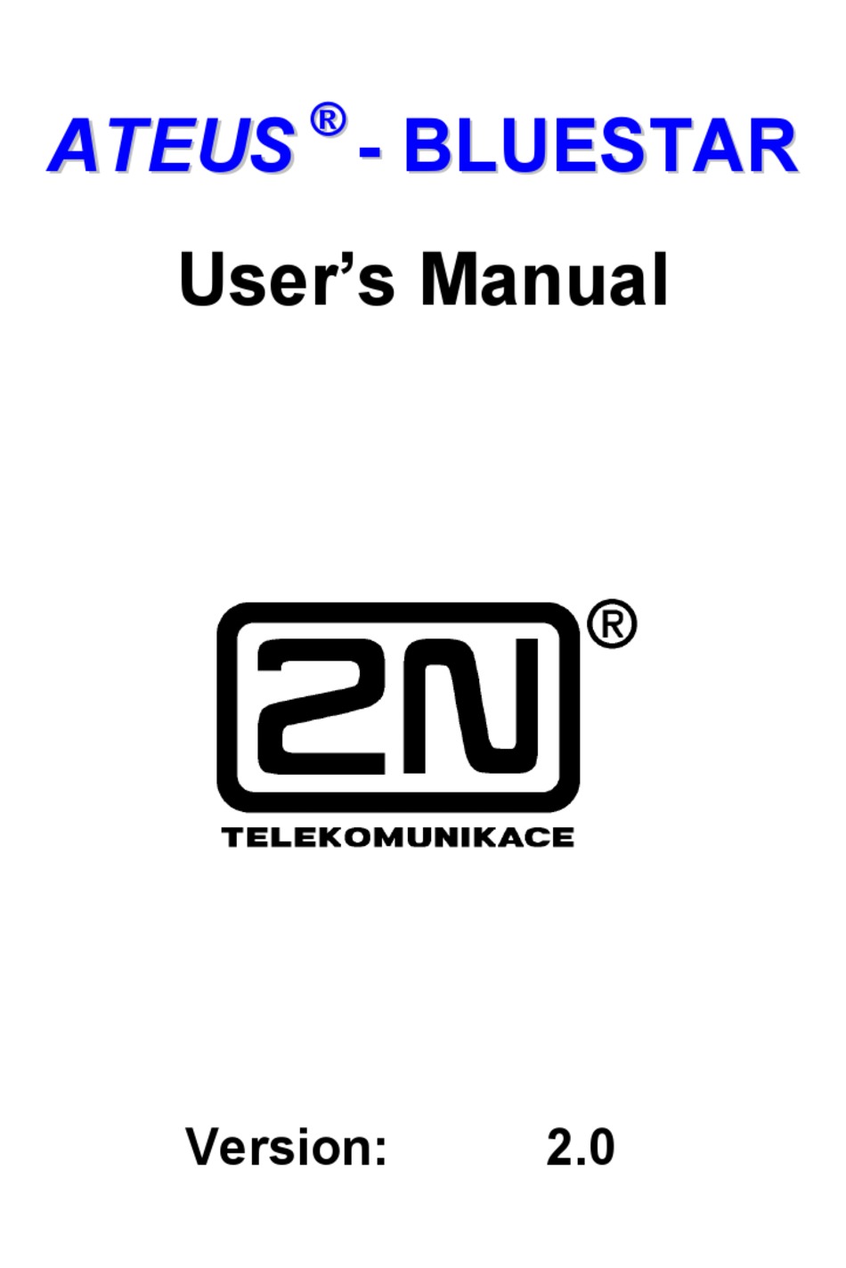 2N TELEKOMUNIKACE ATEUS BLUESTAR USER MANUAL Pdf Download ManualsLib
