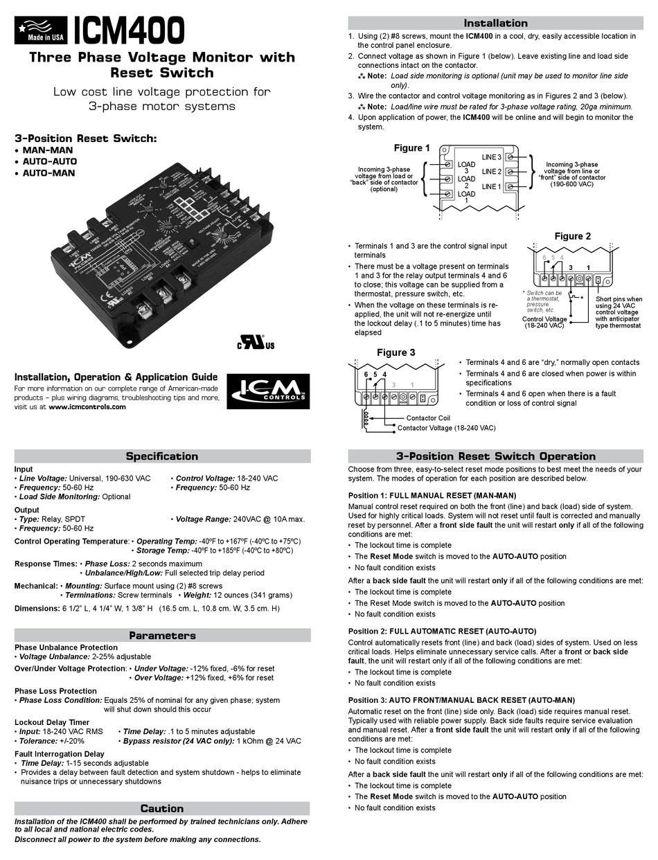 ICM CONTROLS ICM400 INSTALLATION, OPERATION & APPLICATION MANUAL Pdf