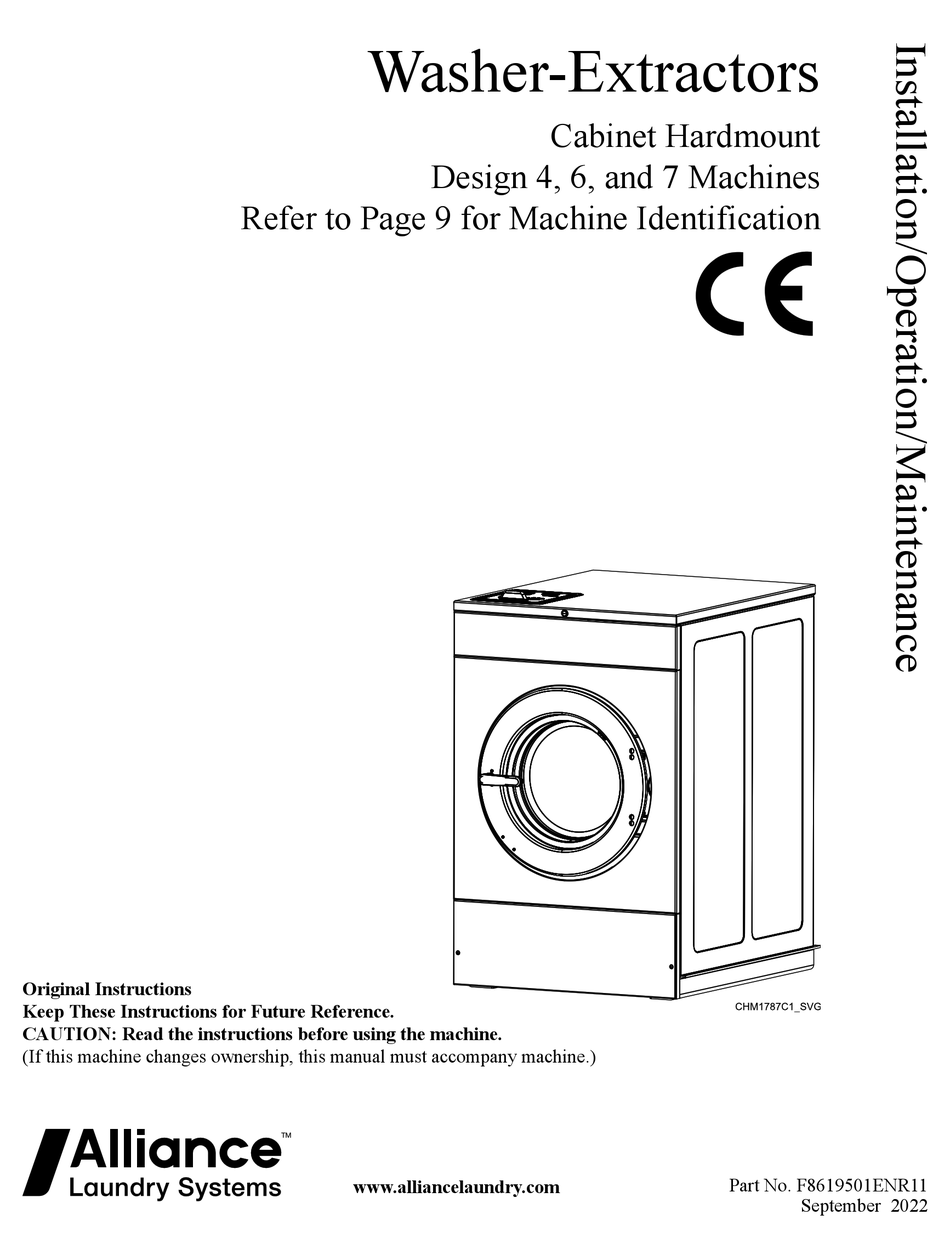 ALLIANCE LAUNDRY SYSTEMS DCG SERIES INSTALLATION OPERATION