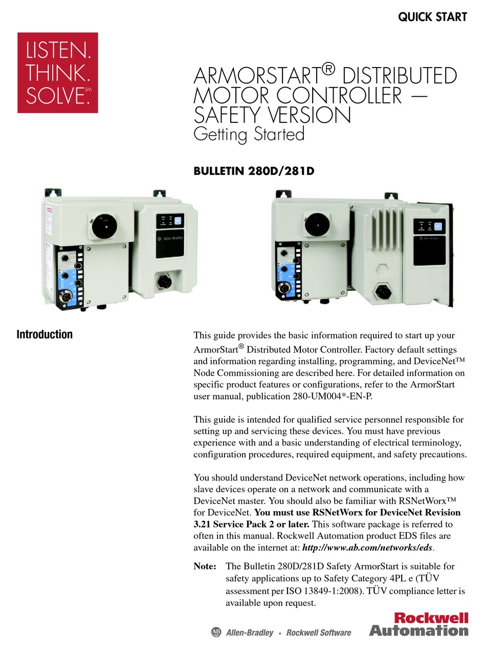 ROCKWELL AUTOMATION ARMORSTART 280D GETTING STARTED Pdf Download
