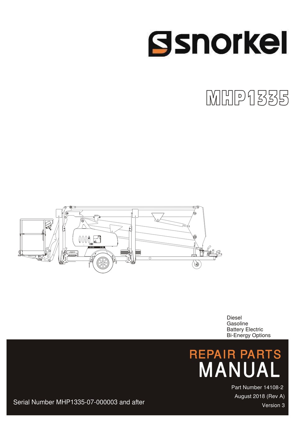 SNORKEL MHP1335 REPAIR PARTS MANUAL Pdf Download ManualsLib