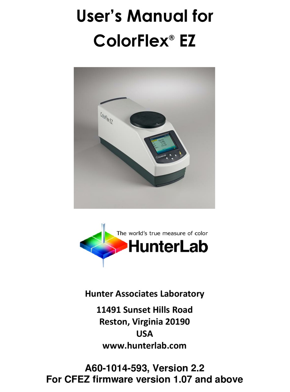 HUNTERLAB COLORFLEX EZ USER MANUAL Pdf Download ManualsLib