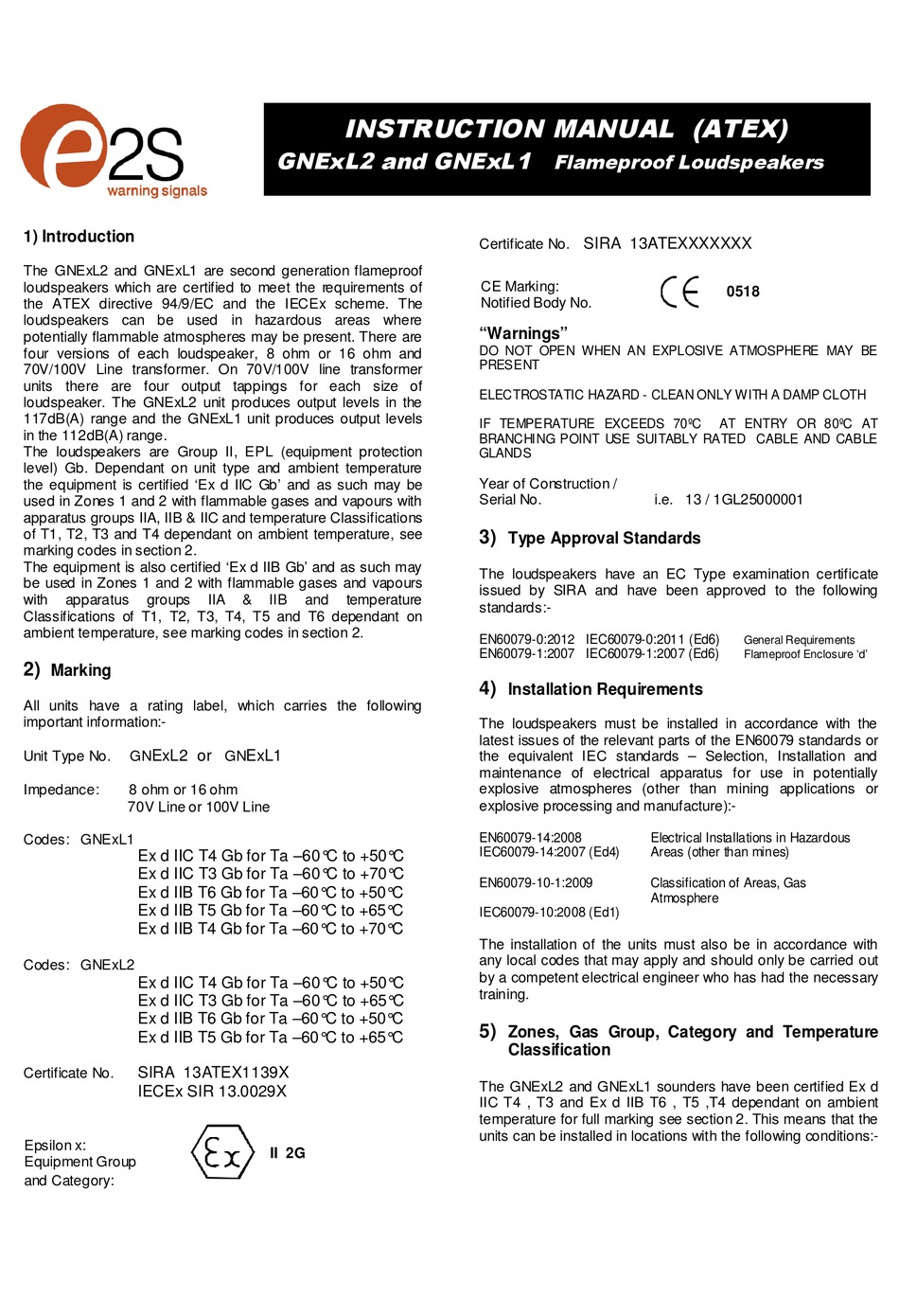 E S Gne L Series Instruction Manual Pdf Download Manualslib