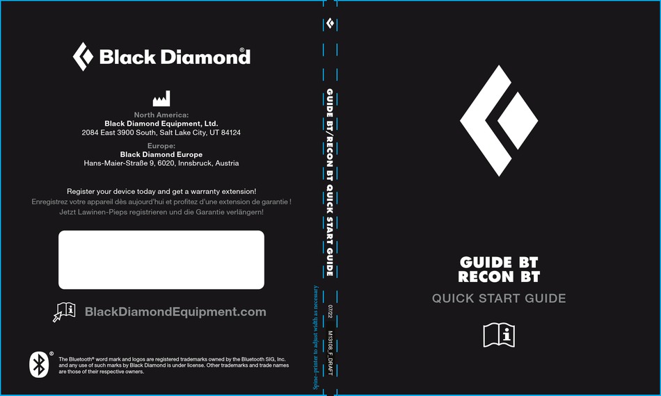 BLACK DIAMOND EQUIPMENT GUIDE BT QUICK START MANUAL Pdf Download