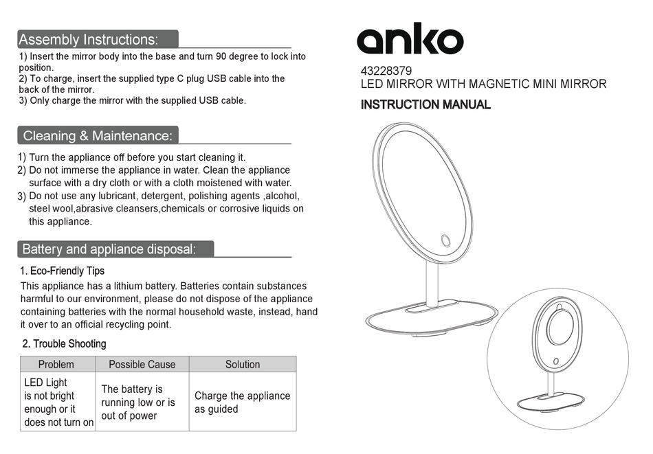 ANKO 43228379 INSTRUCTION MANUAL Pdf Download ManualsLib