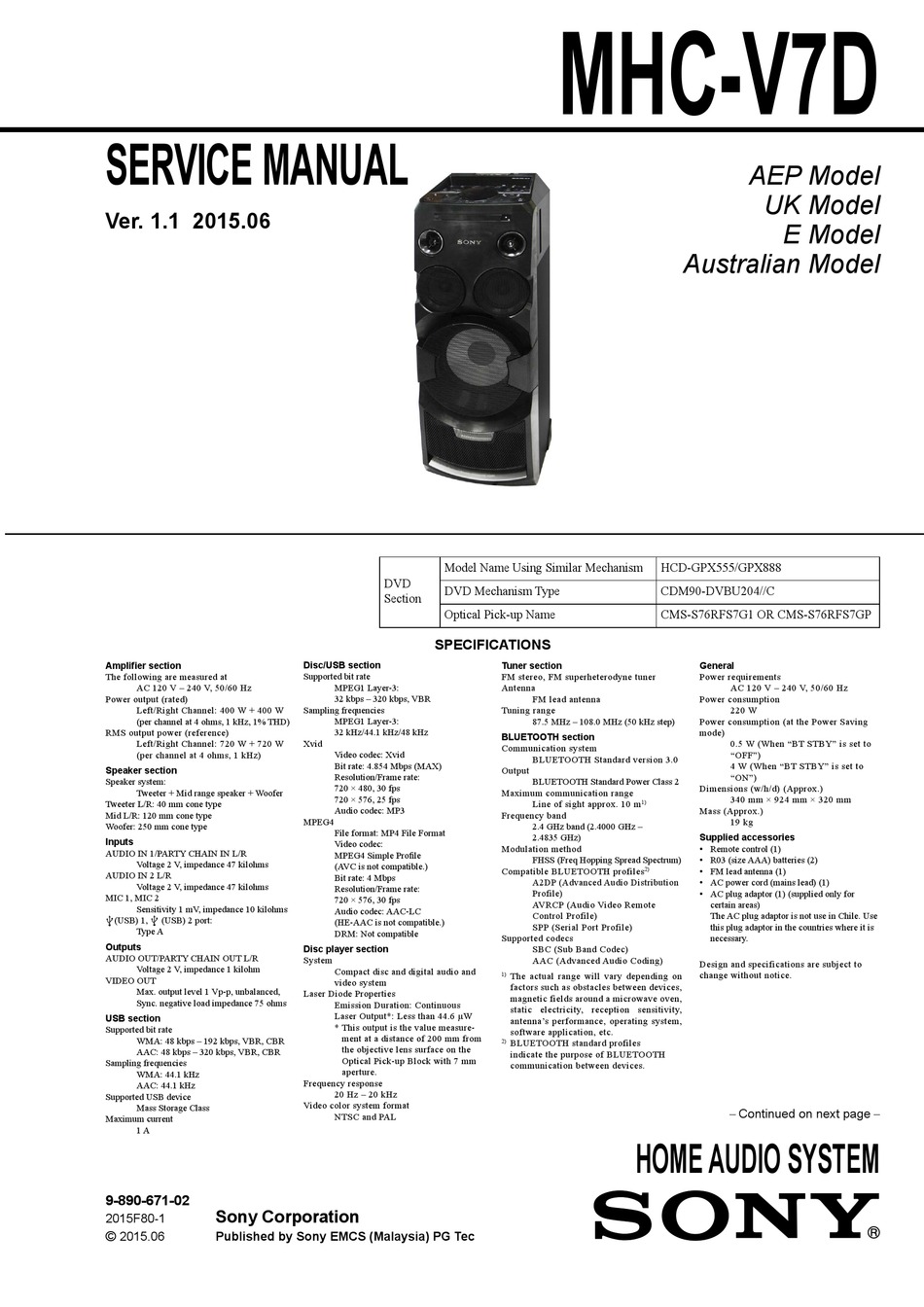 SONY MHCV7D SERVICE MANUAL Pdf Download ManualsLib
