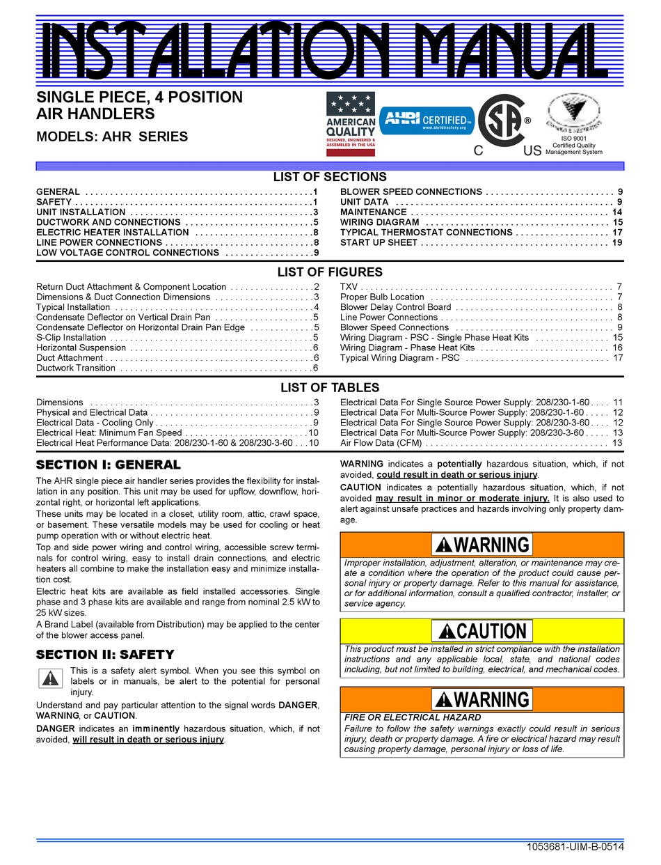 JOHNSON CONTROLS YORK AHR SERIES INSTALLATION MANUAL Pdf Download