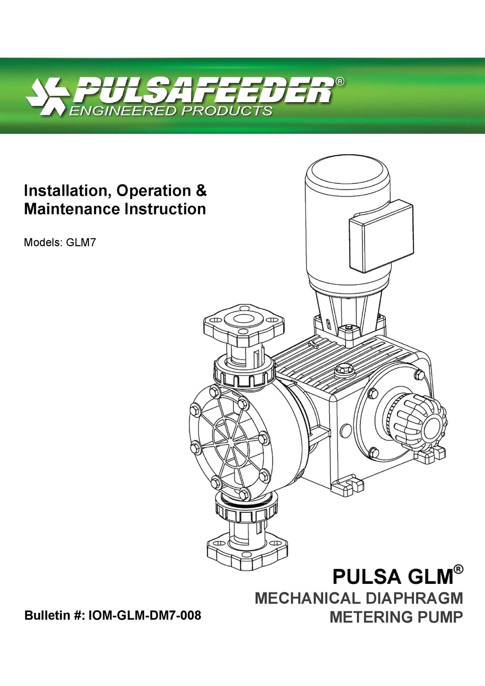 PULSAFEEDER PULSA GLM7 INSTALLATION, OPERATION, & MAINTENANCE