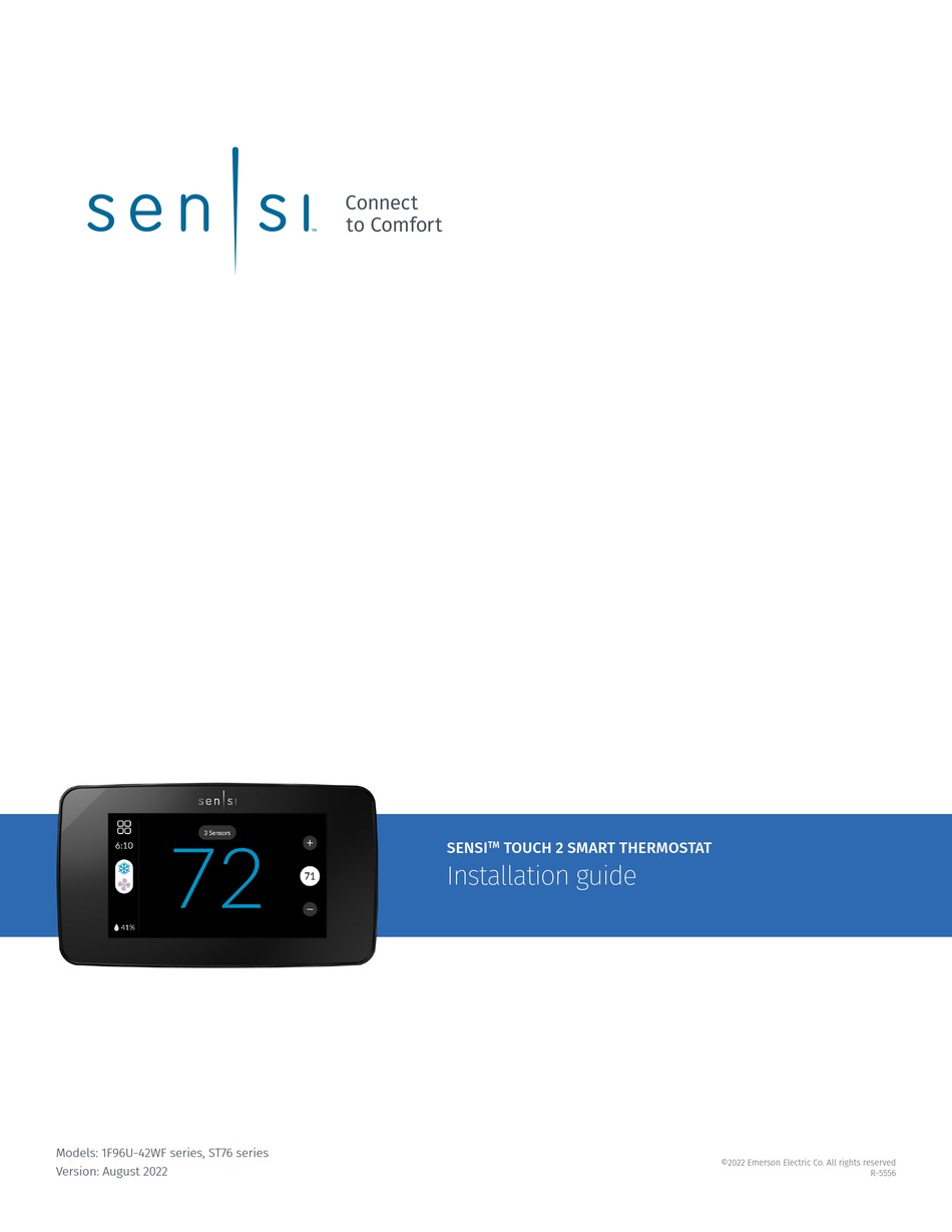 EMERSON SENSI TOUCH 2 1F96U42WF SERIES INSTALLATION MANUAL Pdf