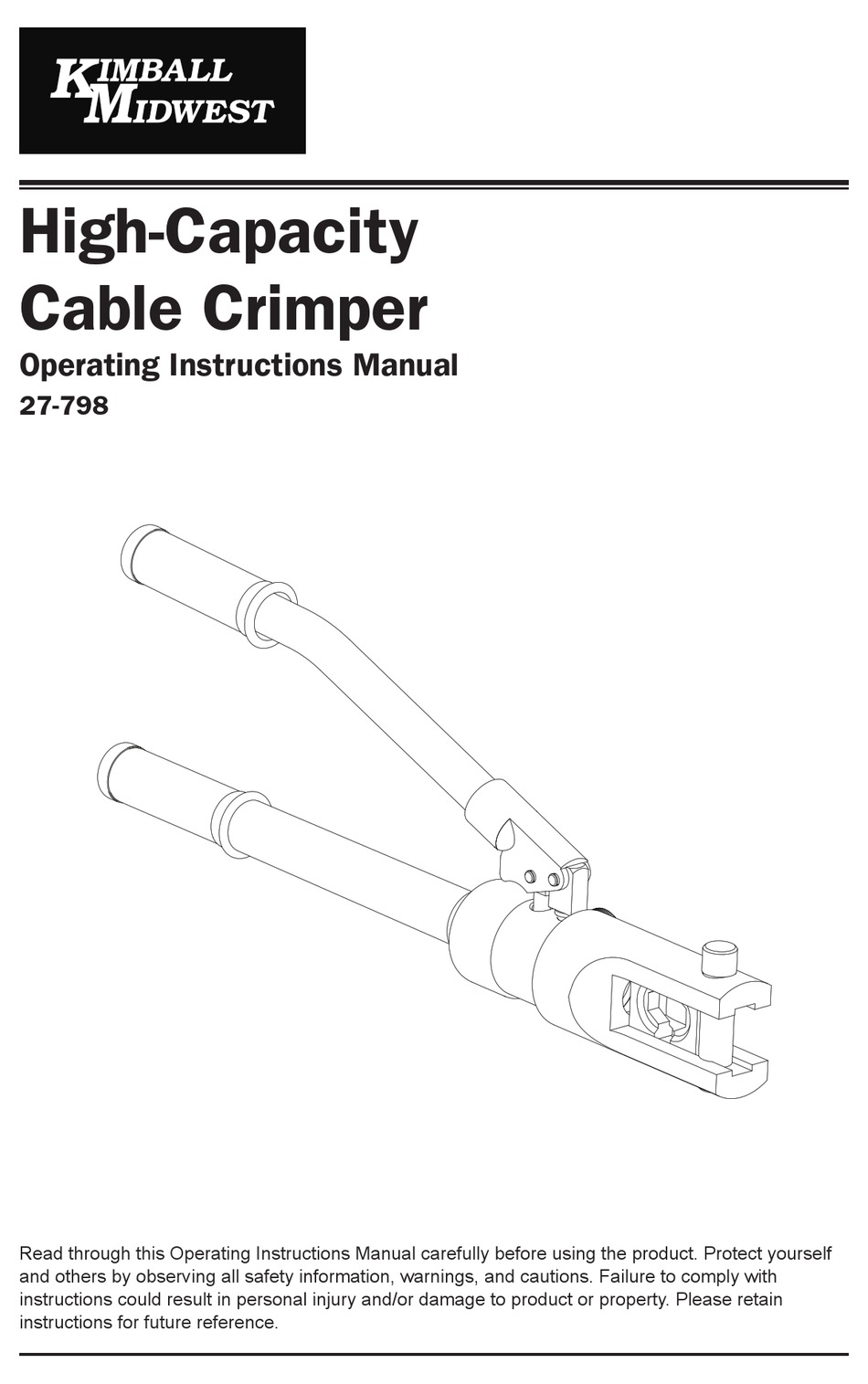 KIMBALL MIDWEST 27798 OPERATING INSTRUCTIONS MANUAL Pdf Download