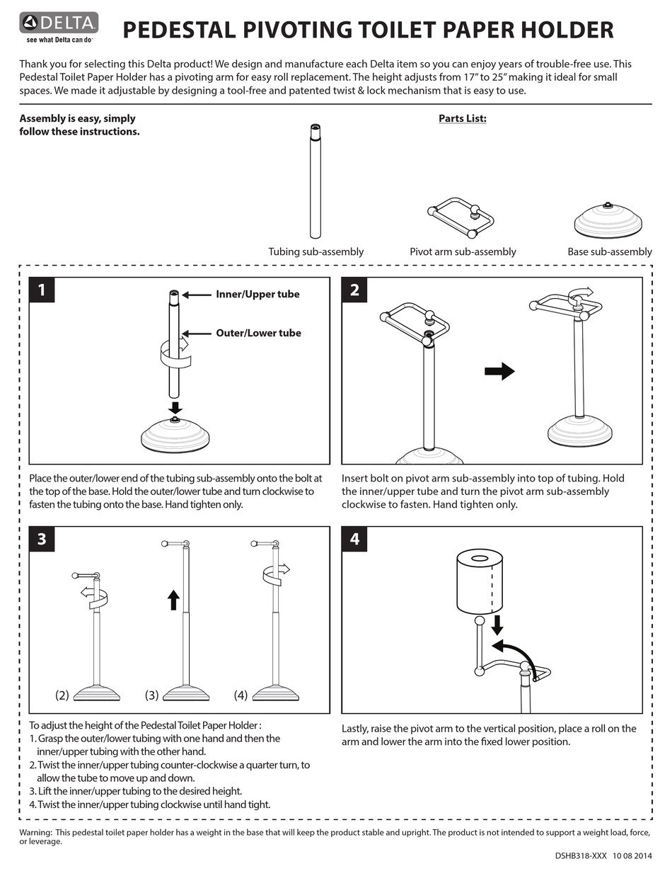 DELTA PEDESTAL PIVOTING TOILET PAPER HOLDER MANUAL Pdf Download