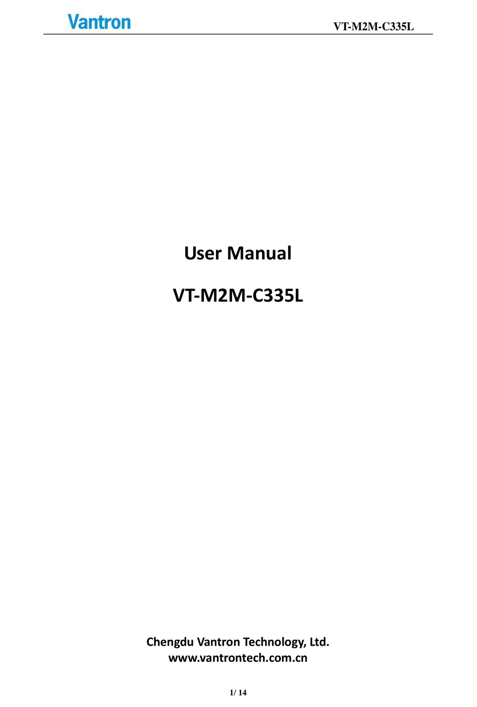 VANTRON VT-M2M-C335L USER MANUAL Pdf Download | ManualsLib