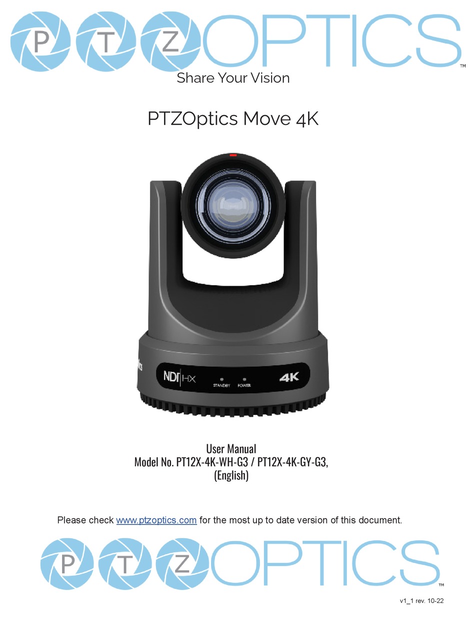PTZOPTICS PT12X4KWHG3 USER MANUAL Pdf Download ManualsLib
