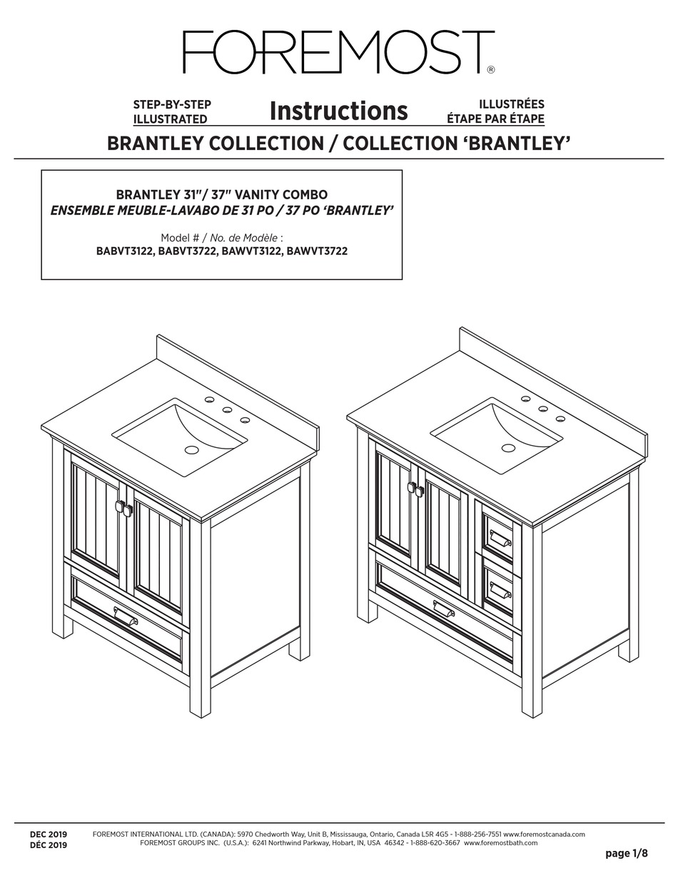 FOREMOST BRANTLEY BABVT3122 INSTRUCTIONS MANUAL Pdf Download ManualsLib