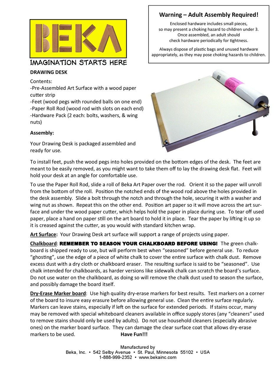 BEKA DRAWING DESK QUICK START MANUAL Pdf Download ManualsLib