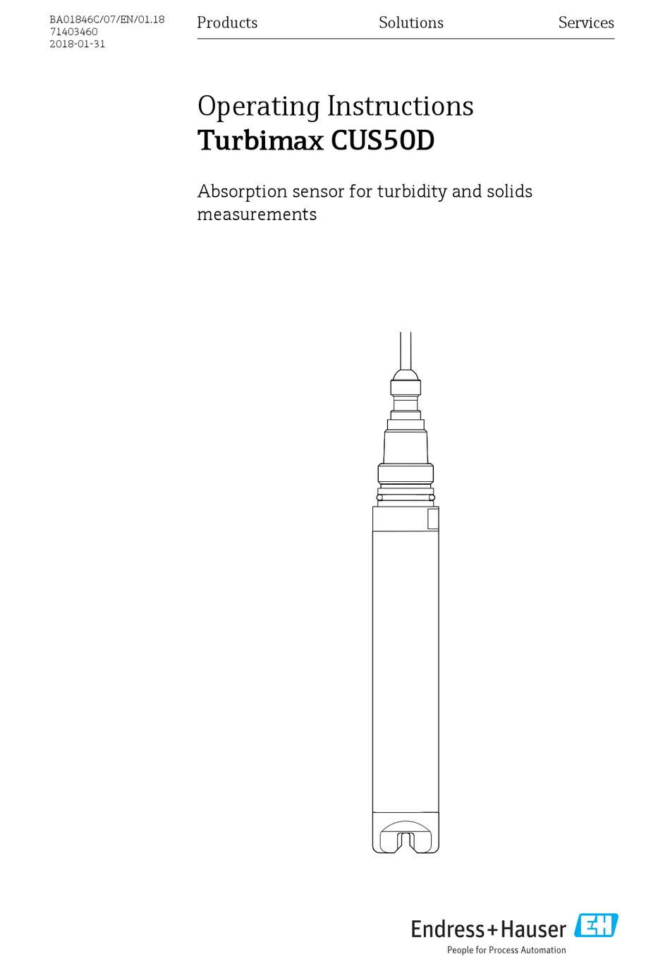 ENDRESS HAUSER TURBIMAX CUS50D OPERATING INSTRUCTIONS MANUAL Pdf