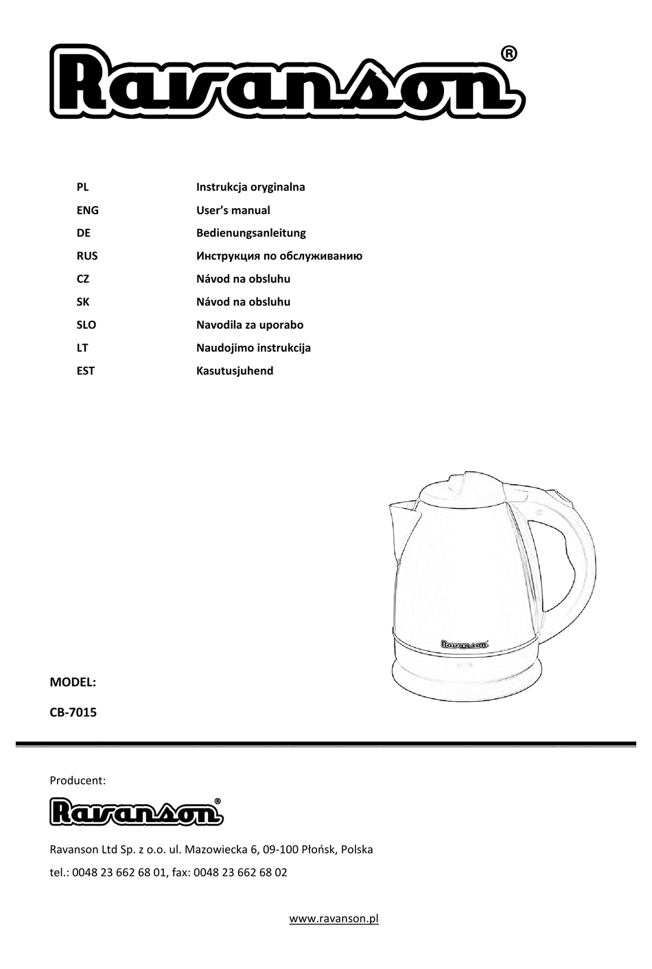 RAVANSON CB 7015 USER MANUAL Pdf Download ManualsLib