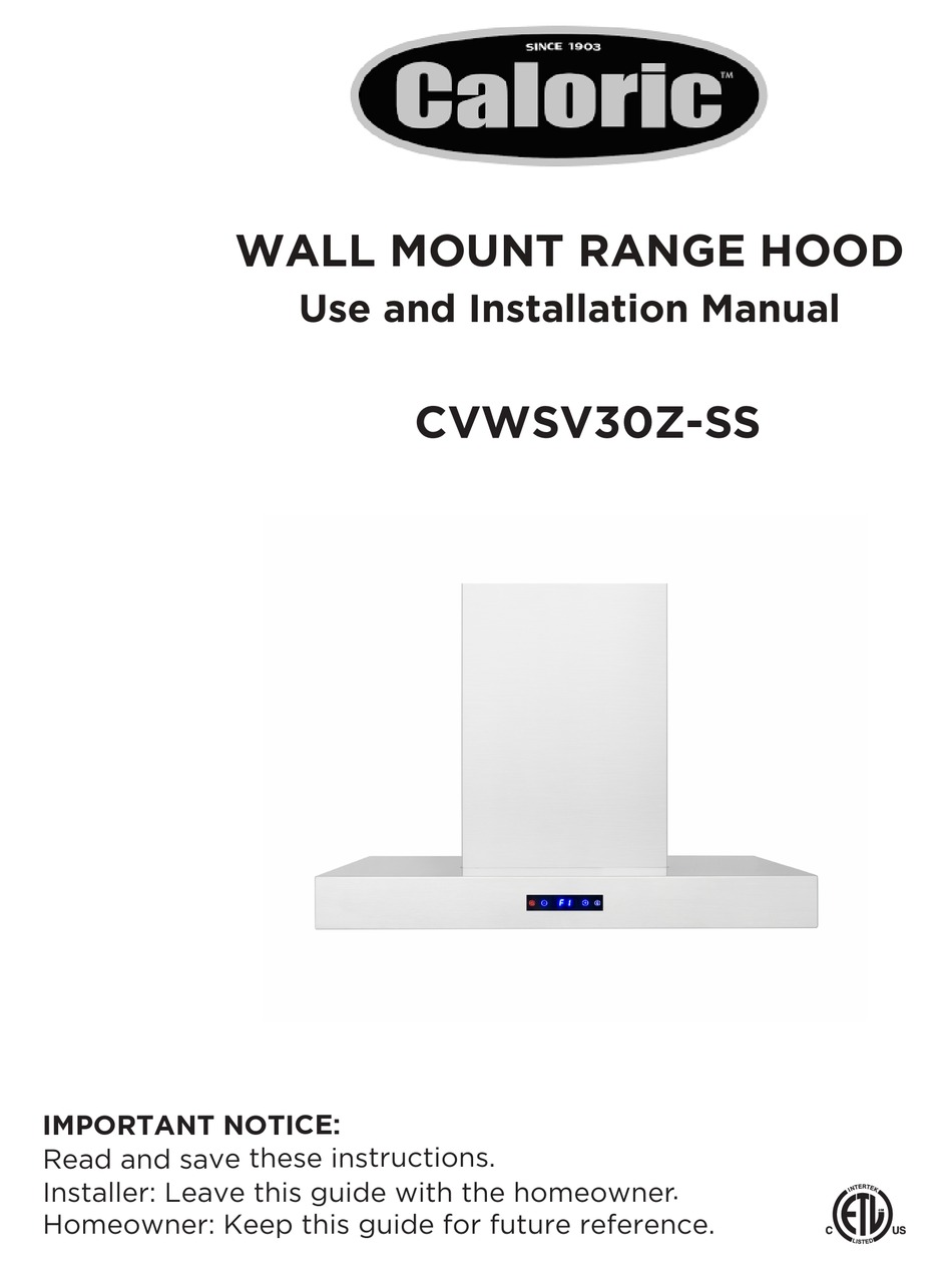 CALORIC CVWSV30ZSS USE AND INSTALLATION MANUAL Pdf Download ManualsLib